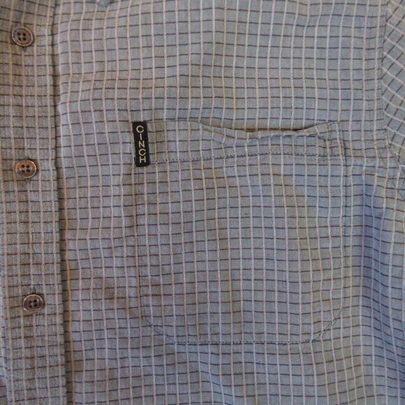 Cinch Shirt Adult Medium Gray Plaid Modern Fit Western Cotton Blend Mens - Picture 2 of 8